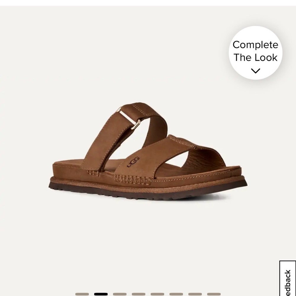 UGG GoldenGaze Brown Leather Slide